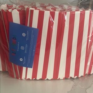 100 pack large Red and White Striped Popcorn Boxes